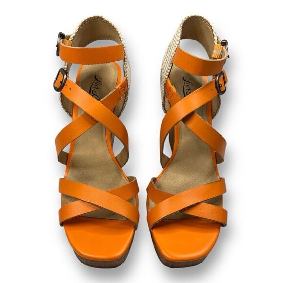 Lucky Brand Orange Wedge Sandals Size 7.5 - Picture 2 of 8